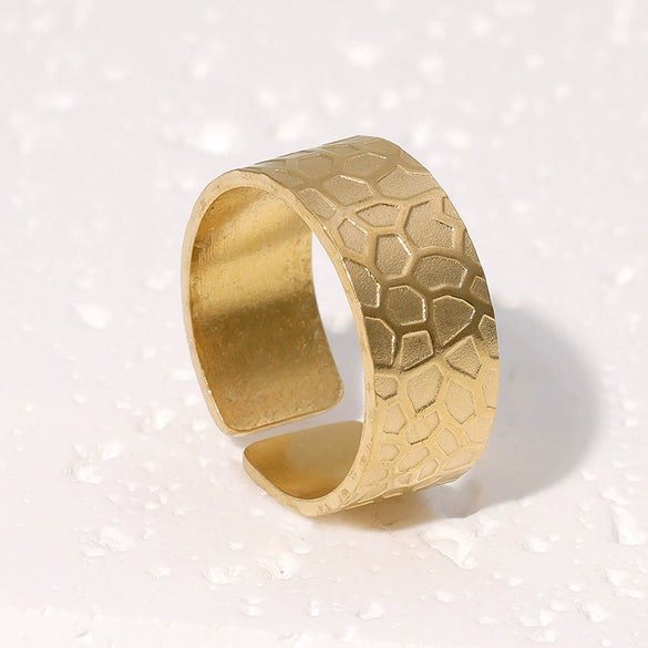 Wholesale Stainless Steel 18K Gold Plated Open Ring For Unisex With Punk Hip Hop Personality Style