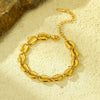 Wholesale Stainless Steel 18K Gold Plated Oval Cut Out Chain Bracelet Necklace Fashion Retro Style Electroplated