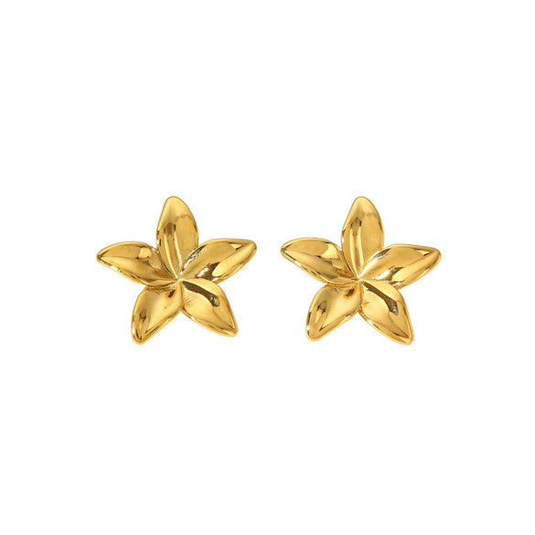 Wholesale Stainless Steel 18K Gold Plated Polished Lily Flower Earrings For Women