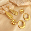 Wholesale Stainless Steel 18K Gold Plated Retro Geometric Drop Earrings High Sense Style For Women