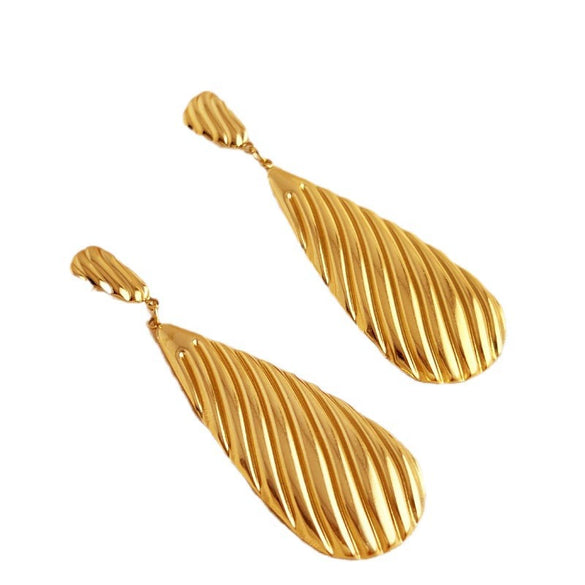 Wholesale Stainless Steel 18K Gold Plated Retro Geometric Drop Earrings High Sense Style For Women