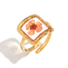 Wholesale Stainless Steel 18K Gold Plated Retro Temperament Geometric Pattern Open Flower Women's Bracelet