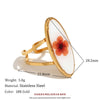 Wholesale Stainless Steel 18K Gold Plated Retro Temperament Geometric Pattern Open Flower Women's Bracelet