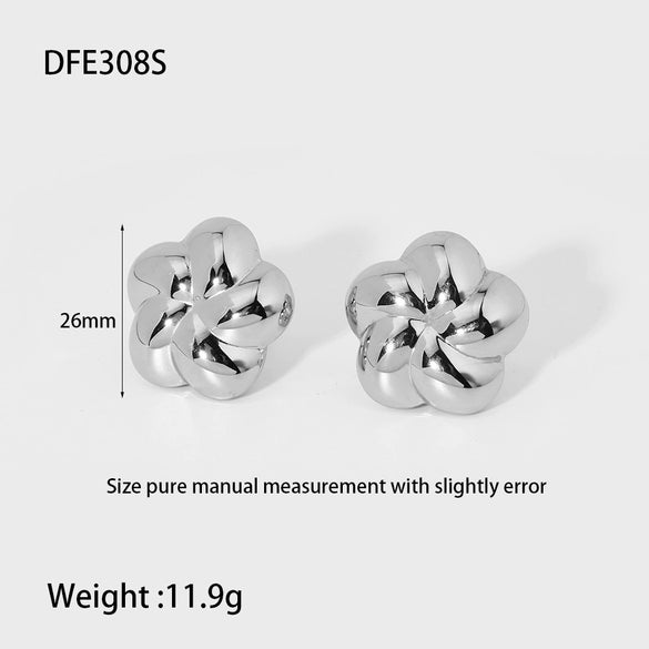 Wholesale Stainless Steel 18K Gold Plated Rotating Flower Earrings For Women
