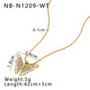 Wholesale Stainless Steel 18K Gold Plated Simple Butterfly Rainbow Love Color Geometric Niche Oil Drop Clavicle Necklace With Vacuum Plating In Furnace 18K Treatment For Women