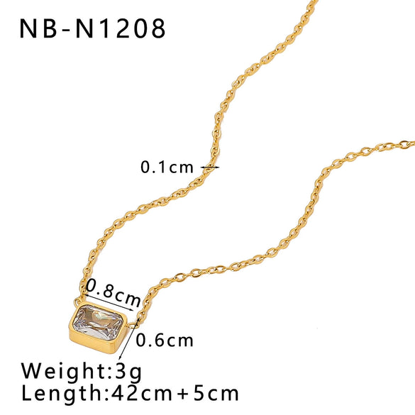 Wholesale Stainless Steel 18K Gold Plated Simple Butterfly Rainbow Love Color Geometric Niche Oil Drop Clavicle Necklace With Vacuum Plating In Furnace 18K Treatment For Women