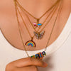 Wholesale Stainless Steel 18K Gold Plated Simple Butterfly Rainbow Love Color Geometric Niche Oil Drop Clavicle Necklace With Vacuum Plating In Furnace 18K Treatment For Women