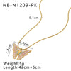 Wholesale Stainless Steel 18K Gold Plated Simple Butterfly Rainbow Love Color Geometric Niche Oil Drop Clavicle Necklace With Vacuum Plating In Furnace 18K Treatment For Women