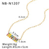 Wholesale Stainless Steel 18K Gold Plated Simple Butterfly Rainbow Love Color Geometric Niche Oil Drop Clavicle Necklace With Vacuum Plating In Furnace 18K Treatment For Women
