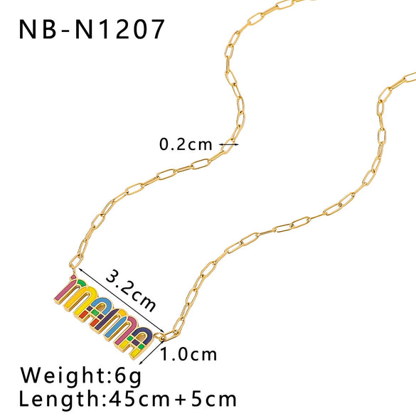 Wholesale Stainless Steel 18K Gold Plated Simple Butterfly Rainbow Love Color Geometric Niche Oil Drop Clavicle Necklace With Vacuum Plating In Furnace 18K Treatment For Women