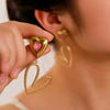 Wholesale Stainless Steel 18K Gold Plated Specialshaped Heart Geometric Love Drop Oil Earrings With Furnace Vacuum Plating For Women