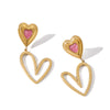 Wholesale Stainless Steel 18K Gold Plated Specialshaped Heart Geometric Love Drop Oil Earrings With Furnace Vacuum Plating For Women