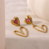 Wholesale Stainless Steel 18K Gold Plated Specialshaped Heart Geometric Love Drop Oil Earrings With Furnace Vacuum Plating For Women