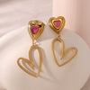 Wholesale Stainless Steel 18K Gold Plated Specialshaped Heart Geometric Love Drop Oil Earrings With Furnace Vacuum Plating For Women