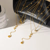 Wholesale Stainless Steel 18K Gold Plated Star And Drop Shape Pendant Oshaped Chain Necklace For Women