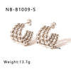 Wholesale Stainless Steel 18K Gold Plated Three Layer Beaded Round C Shaped Earrings For Women With Electroplating Process