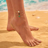 Wholesale Stainless Steel 18K Golden Geometric Five Leaf Flower Anklet