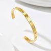 Wholesale Stainless Steel 14K Goldplated Diamondstudded Flower And Bamboo Open Bracelet Set With Niche Design