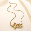 Wholesale Stainless Steel 18K Goldplated Fivepetal Flower Necklace For Women