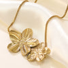 Wholesale Stainless Steel 18K Goldplated Fivepetal Flower Necklace For Women