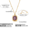 Wholesale Stainless Steel 18K Goldplated Geometric Necklace With Oval Natural Stone Inlay For Women