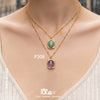 Wholesale Stainless Steel 18K Goldplated Geometric Necklace With Oval Natural Stone Inlay For Women