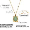 Wholesale Stainless Steel 18K Goldplated Geometric Necklace With Oval Natural Stone Inlay For Women