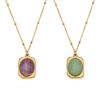 Wholesale Stainless Steel 18K Goldplated Geometric Necklace With Oval Natural Stone Inlay For Women