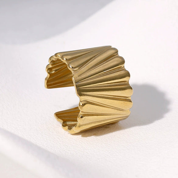 Wholesale Stainless Steel 18K Goldplated Geometric Open Ring Hand Jewelry For Women