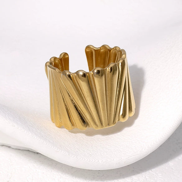 Wholesale Stainless Steel 18K Goldplated Geometric Open Ring Hand Jewelry For Women