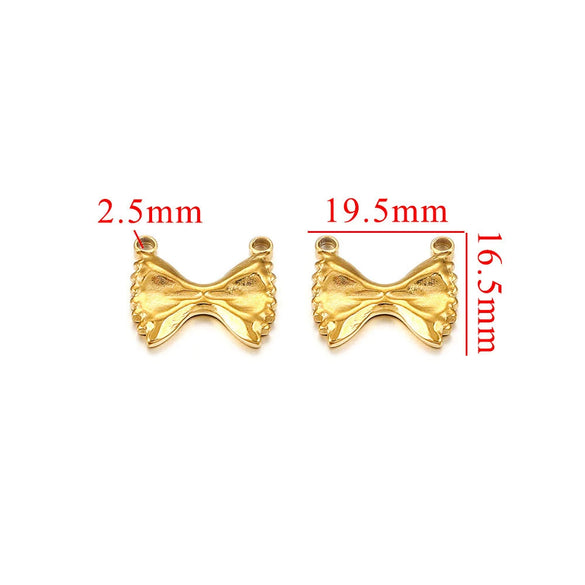 Wholesale Stainless Steel 18K Goldplated Minimalist Bow Trinket Pendant For Diy Necklace And Bracelet Handmade
