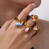 Wholesale 316L Stainless Steel 18K Goldplated Pendant Ring Fashion Jewelry For Women