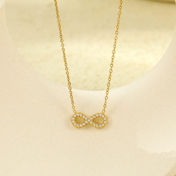 Wholesale Stainless Steel 18K Infinite Loop 8Shaped Geometric Titanium Steel Necklace For Women With Electroplating