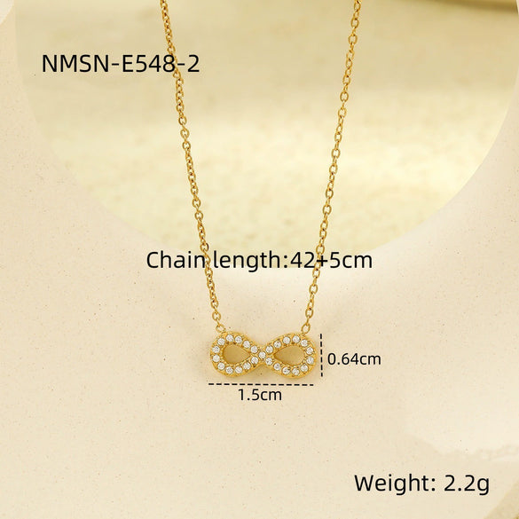 Wholesale Stainless Steel 18K Infinite Loop 8Shaped Geometric Titanium Steel Necklace For Women With Electroplating