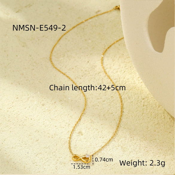 Wholesale Stainless Steel 18K Infinite Loop 8Shaped Geometric Titanium Steel Necklace For Women With Electroplating