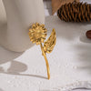 Wholesale Stainless Steel 18K Real Gold Electroplated Pastoral Style Flower Pattern Brooch Jewelry For Women