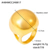 Wholesale 316L Stainless Steel 18K Real Gold Plated French Retro Chubby Spherical Geometric Ring With Exaggerated Personality Design