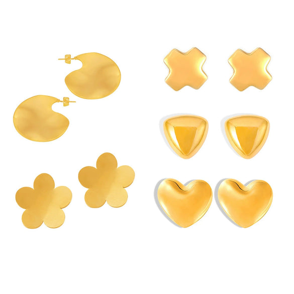 Wholesale 316L Stainless Steel 18K Real Gold Plated Irregular Geometric Three Dimensional Women's Earrings