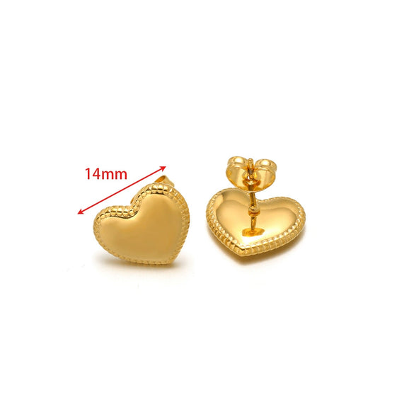 Wholesale Stainless Steel 18K Vacuum Plated Heart Embossed Love Earrings