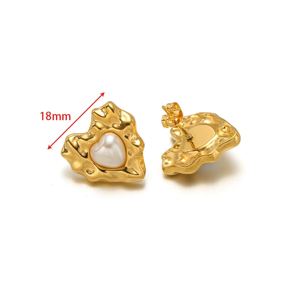 Wholesale Stainless Steel 18K Vacuum Plated Heart Embossed Love Earrings