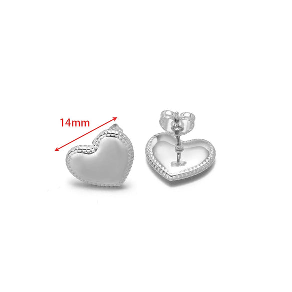 Wholesale Stainless Steel 18K Vacuum Plated Heart Embossed Love Earrings