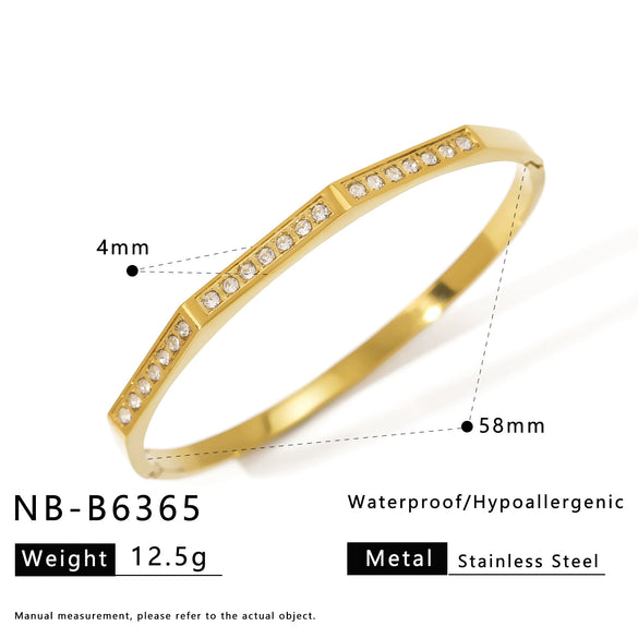 Wholesale Stainless Steel 18K Vacuum Plated In Furnace Bracelet Inlaid With Zircons In Ins Style