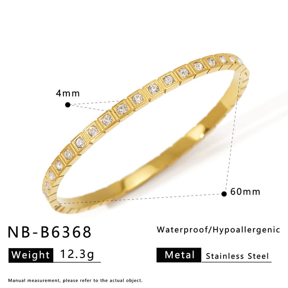 Wholesale Stainless Steel 18K Vacuum Plated In Furnace Bracelet Inlaid With Zircons In Ins Style