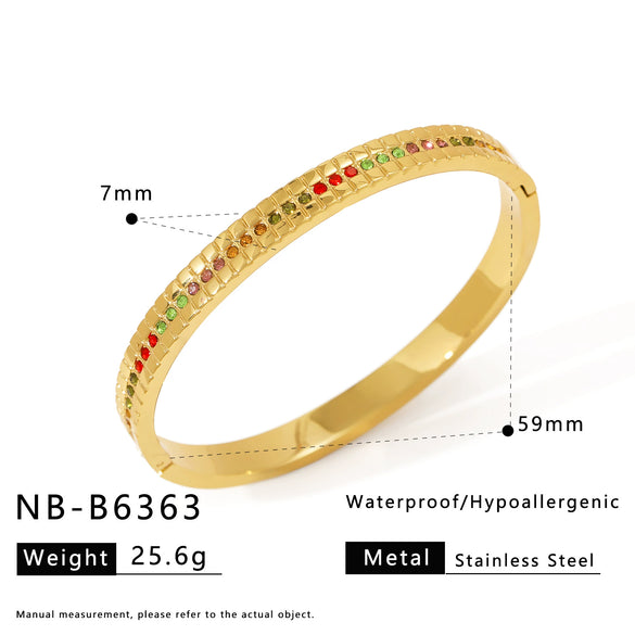 Wholesale Stainless Steel 18K Vacuum Plated In Furnace Bracelet Inlaid With Zircons In Ins Style