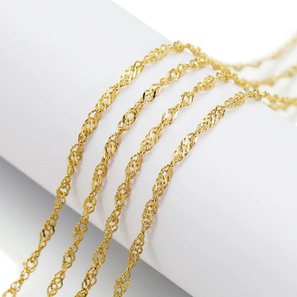 Wholesale Stainless Steel 18K Vacuum Plated Water Wave Chain Semifinished Jewelry Accessories