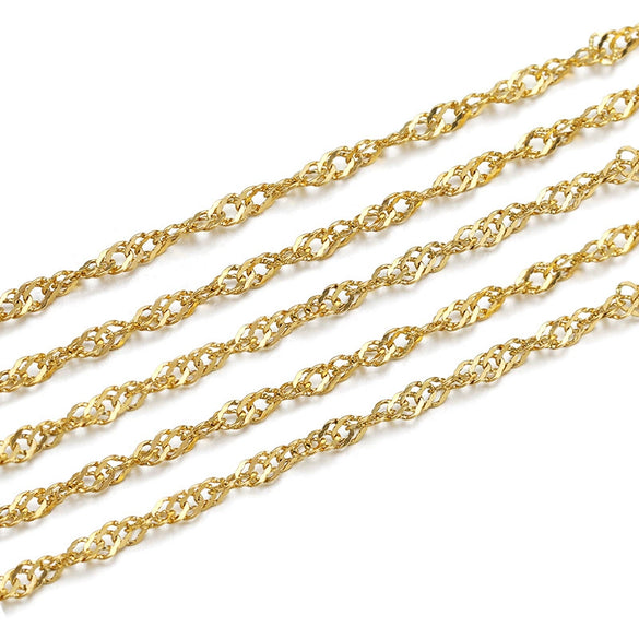 Wholesale Stainless Steel 18K Vacuum Plated Water Wave Chain Semifinished Jewelry Accessories