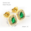 Wholesale Stainless Steel 18K Zircon Inlay Square Diamond Earrings Geometric Design