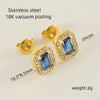 Wholesale Stainless Steel 18K Zircon Inlay Square Diamond Earrings Geometric Design