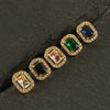 Wholesale Stainless Steel 18K Zircon Inlay Square Diamond Earrings Geometric Design