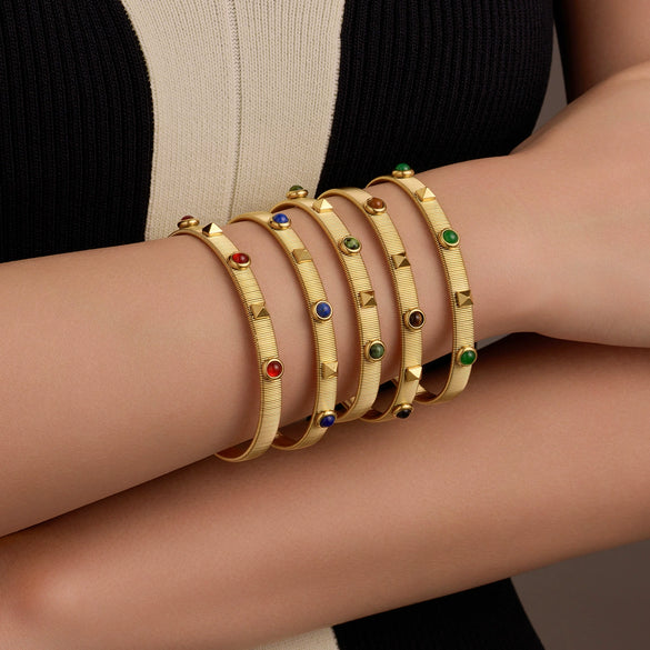Wholesale Stainless Steel 18K Zircon Opening Adjustable Colorfree Bracelet French Retro Court Style Light Luxury Electroplated